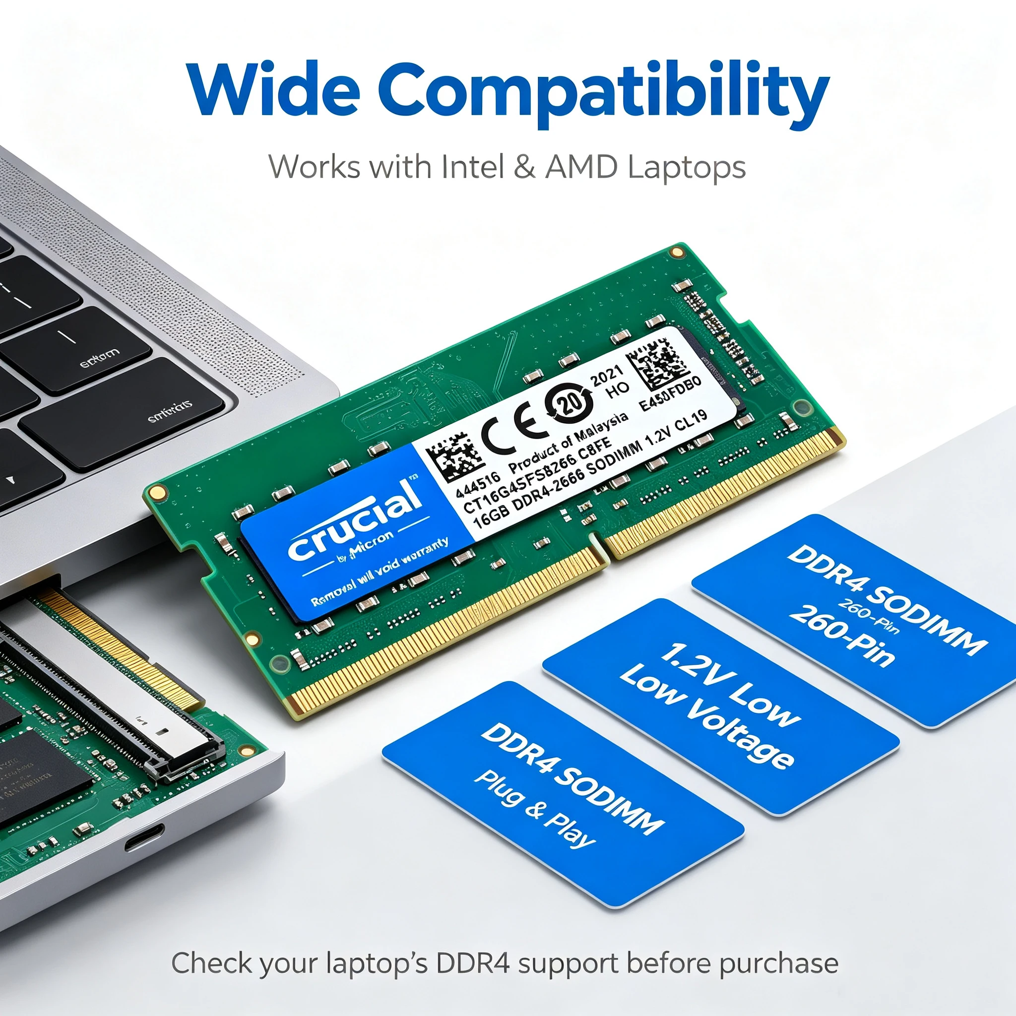 Crucial DDR4 Laptop RAM SODIMM - đánh giá và giá Ddr4 2400Mhz