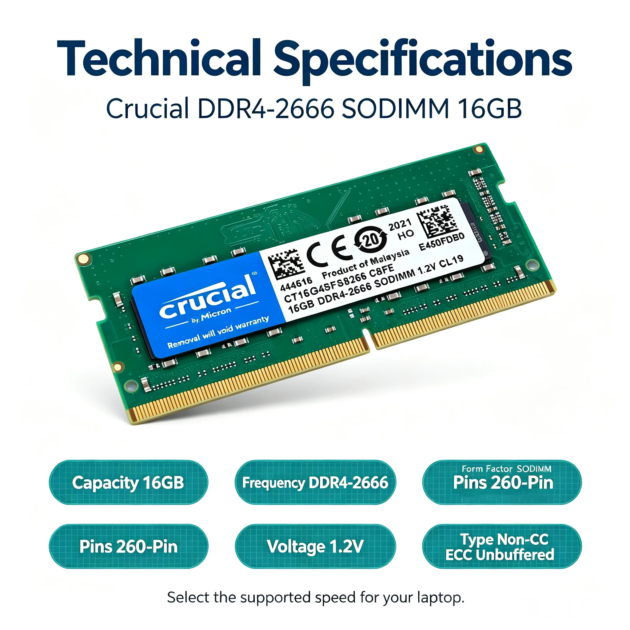 Crucial DDR4 Laptop RAM SODIMM - đánh giá và giá Ddr4 2400Mhz